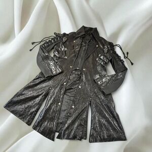 Punk Rave Poisonblack Y-349 Gothic Punk Black Military Long Jacket subversive